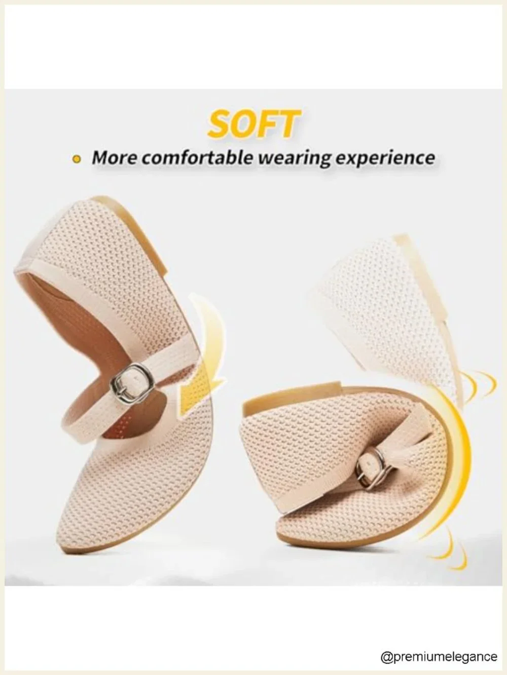 Women's Mesh Ballet Flats with Buckle Strap, Foldable Travel Dress Shoes